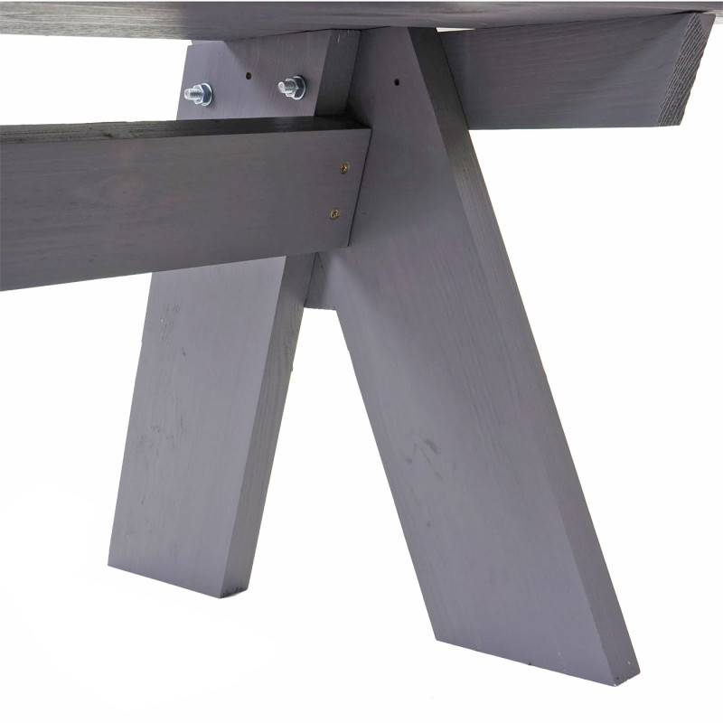 Banc de jardin Oslo, qualité normes gastronomie, bois massif, 3 places, 148cm, - vernis gris