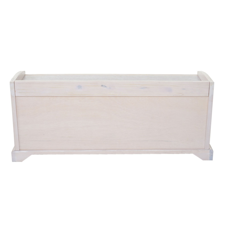 Banc / banquette Bienne, boîte de rangement, 3 paniers, treillis en rotin kubu, 112x46x37cm - blanc