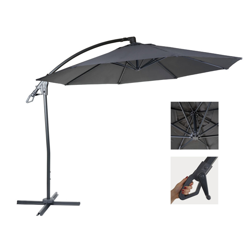 Parasol déporté de luxe Ø 3m - anthracite sans pied