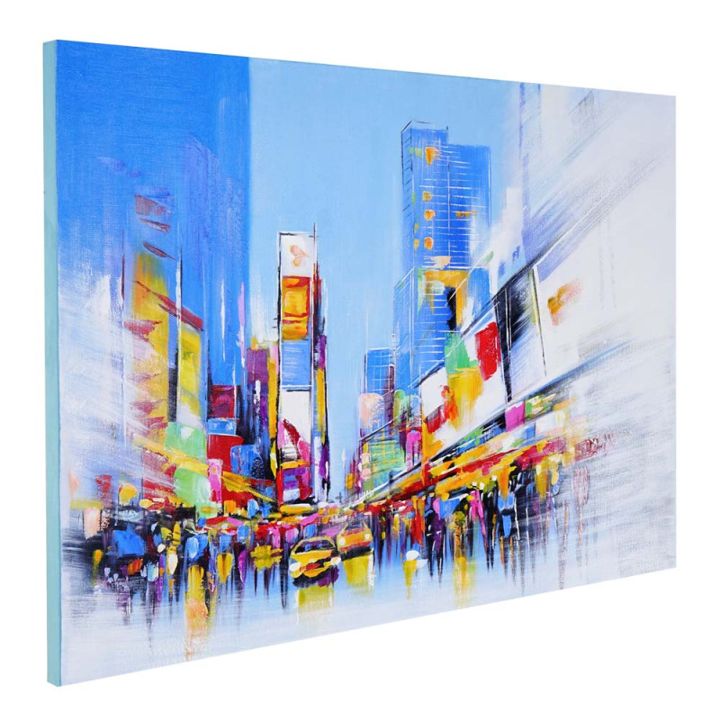 Tableau peinture à huile, Times Square, peint à la main à 100%, toile de décoration murale XL - 120x80cm