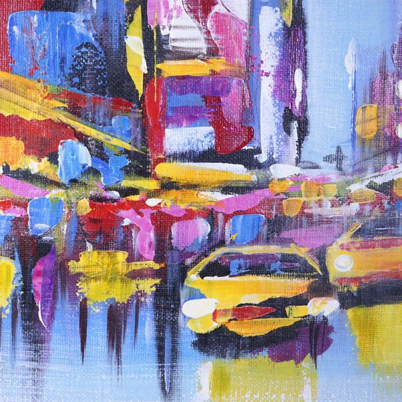 Tableau peinture à huile, Times Square, peint à la main à 100%, toile de décoration murale XL - 120x80cm