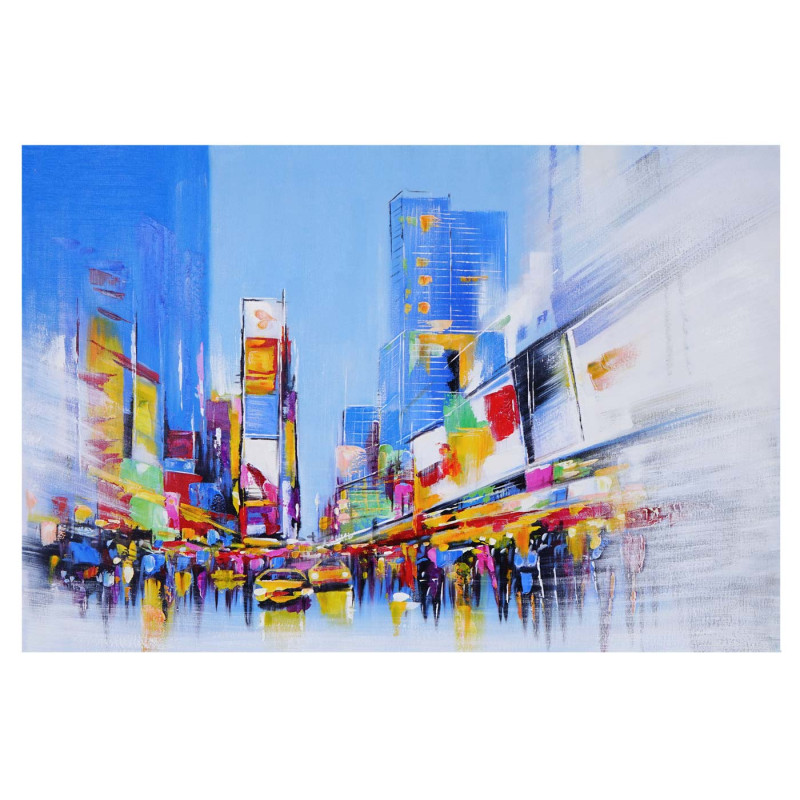 Tableau peinture à huile, Times Square, peint à la main à 100%, toile de décoration murale XL - 120x80cm