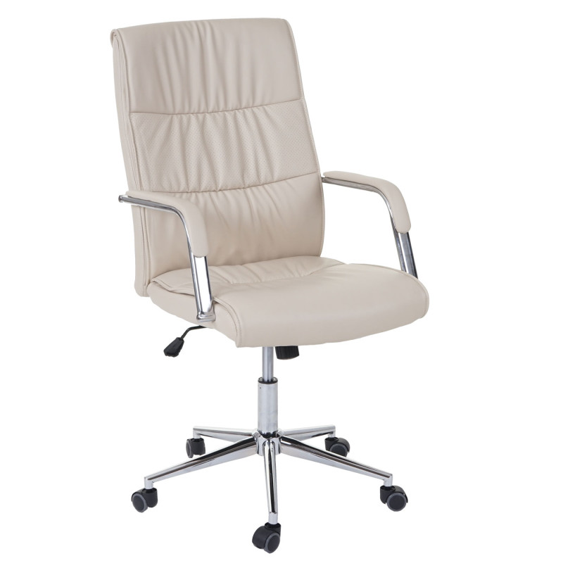Chaise fauteuil de bureau chaise pivotante, similicuir - crème