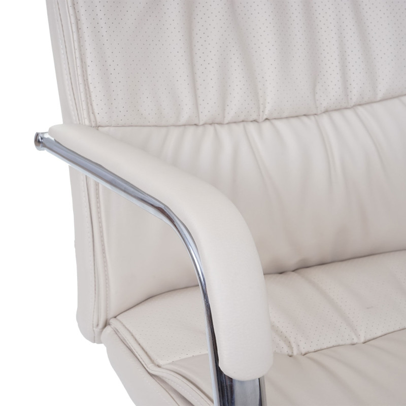 Chaise fauteuil de bureau chaise pivotante, similicuir - crème