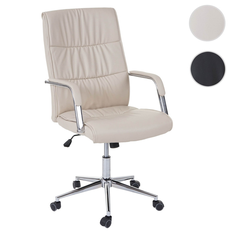 Chaise fauteuil de bureau chaise pivotante, similicuir - crème