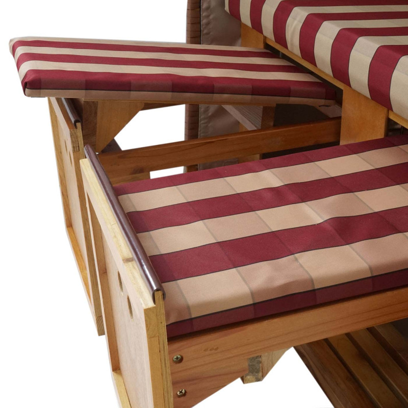 Chaise de plage mer du Nord, bâche incluse - rouge-beige