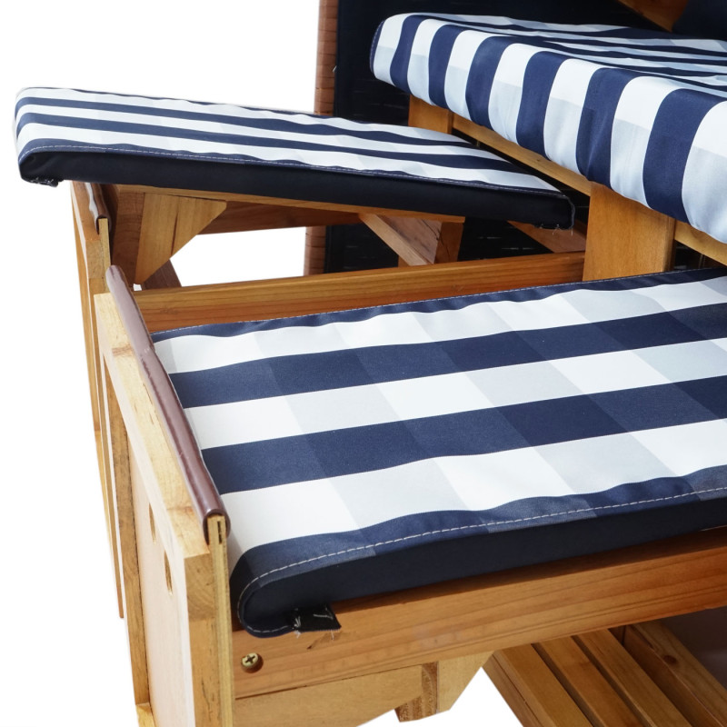 Chaise de plage mer du Nord, bâche incluse - bleu-blanc