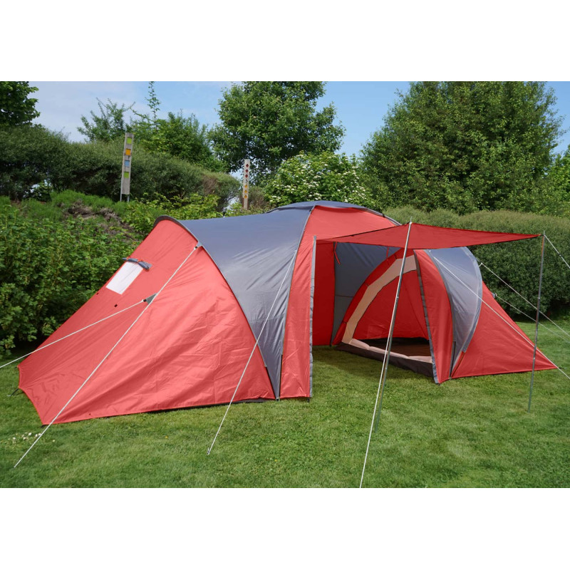 Tente de camping Loksa, 6 personnes, bivouac / igloo, tente pour festival - rouge