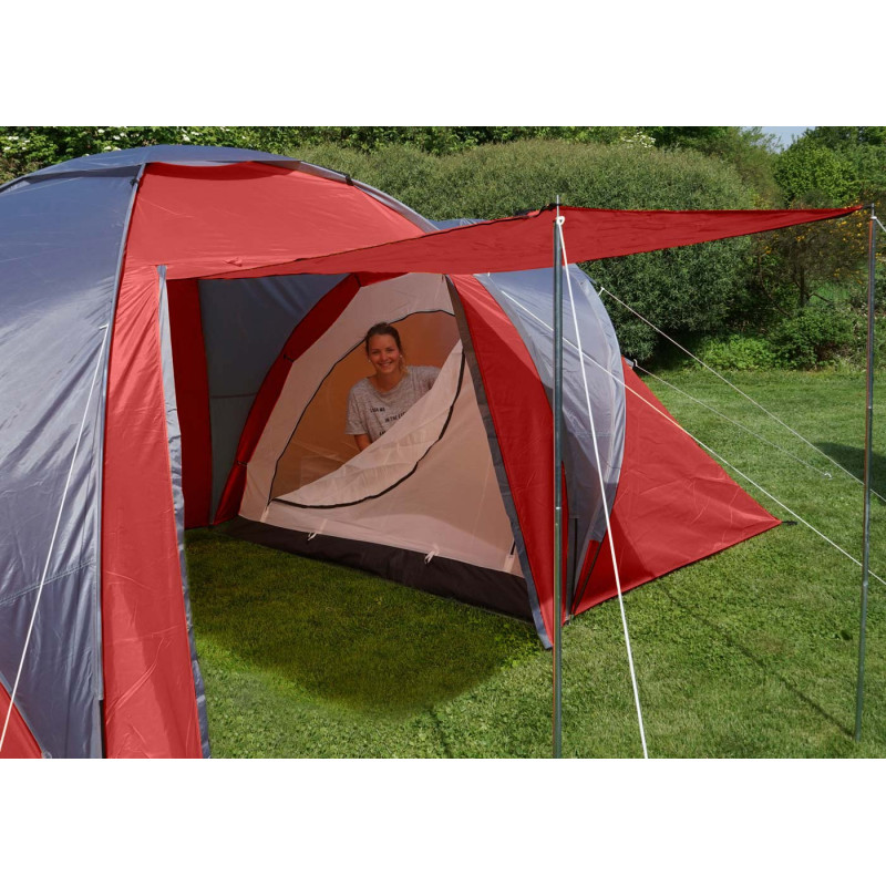Tente de camping Loksa, 6 personnes, bivouac / igloo, tente pour festival - rouge
