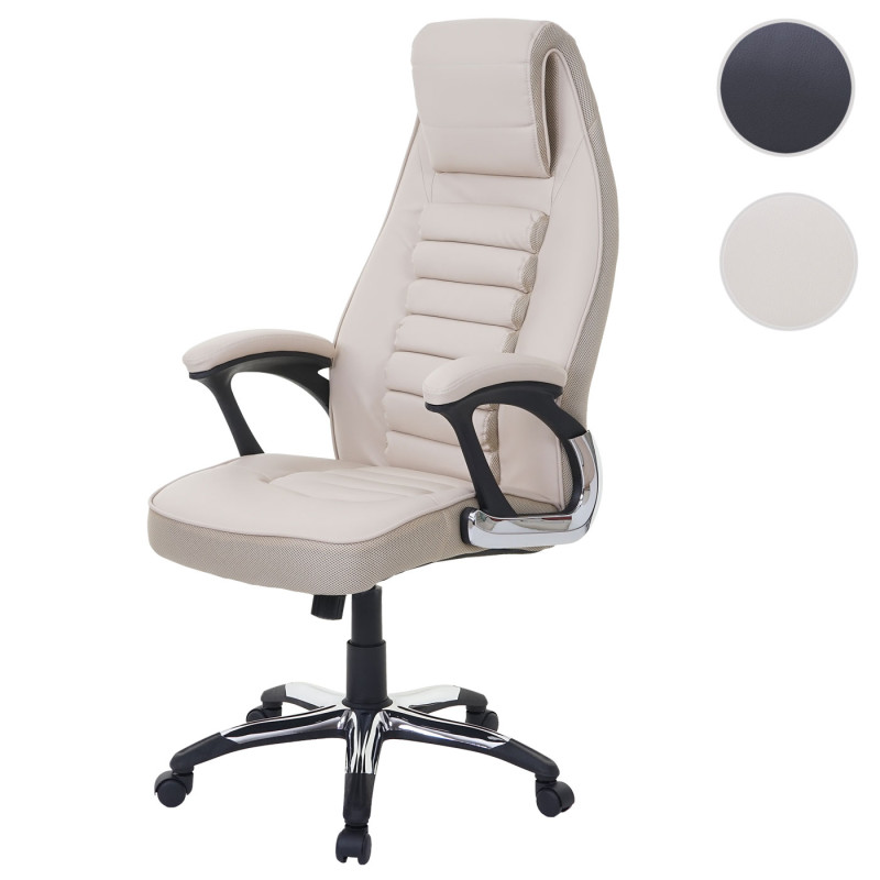 Chaise fauteuil de bureau chaise pivotante, similicuir - crème