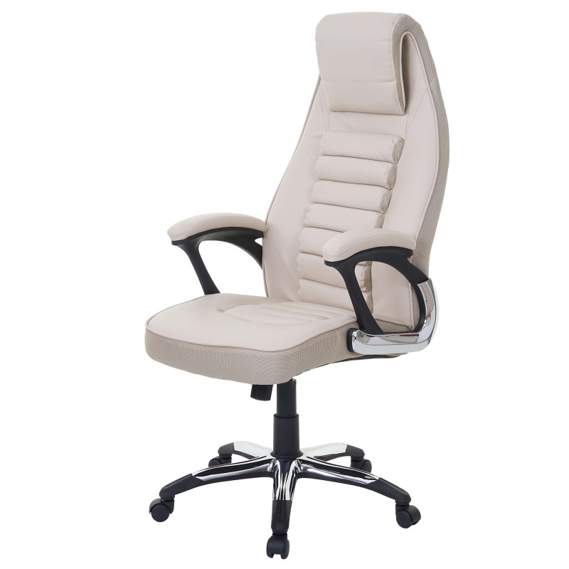 Chaise fauteuil de bureau chaise pivotante, similicuir - crème