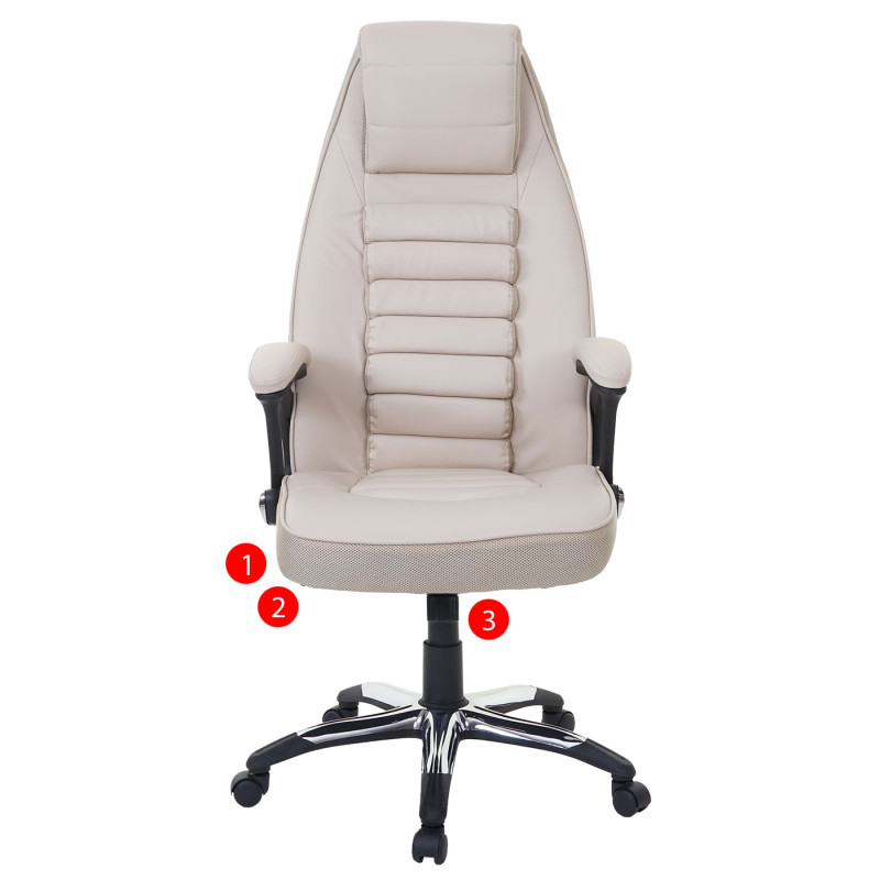 Chaise fauteuil de bureau chaise pivotante, similicuir - crème