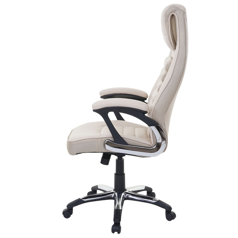 Chaise fauteuil de bureau chaise pivotante, similicuir - crème