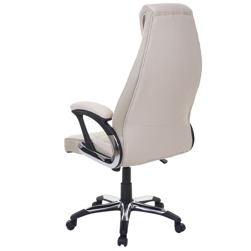 Chaise fauteuil de bureau chaise pivotante, similicuir - crème