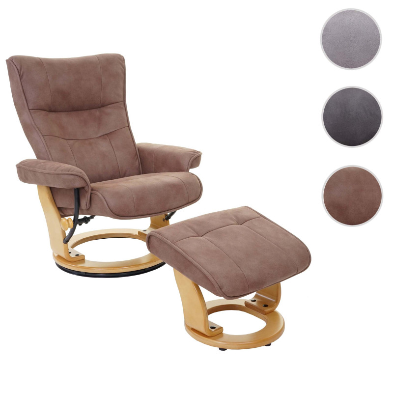 MCA fauteuil relax Montreal, fauteuil télévision + tabouret, tissu, charge max. 130kg - marron antique nature