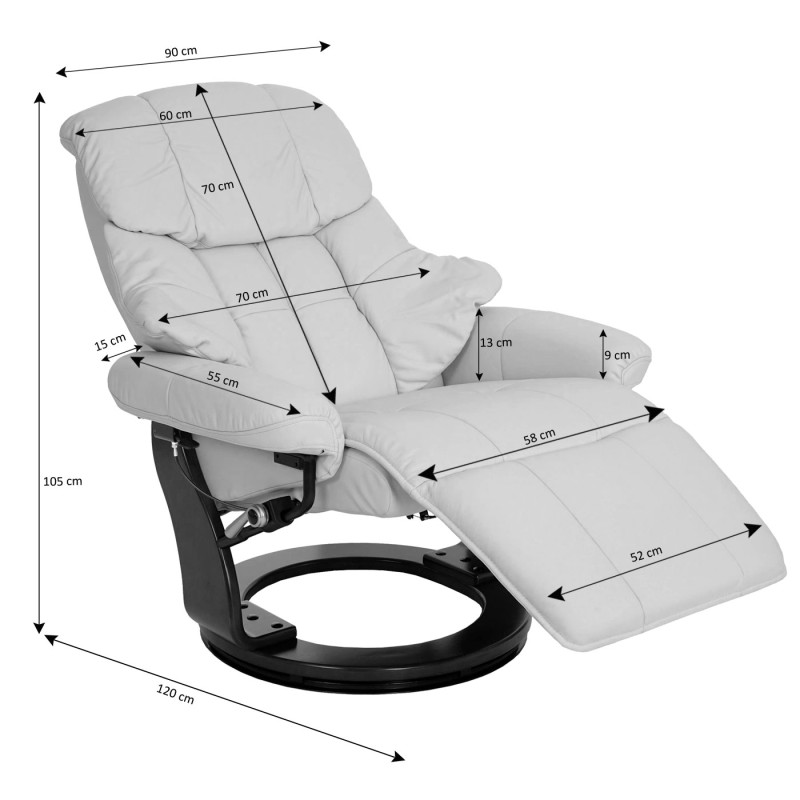 MCA fauteuil relax Calgary 2, fauteuil de télévision, tissu, charge max. 150kg - marron antique nature