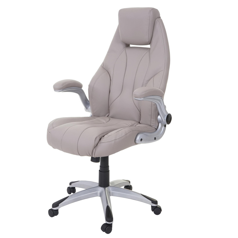 Chaise fauteuil de bureau chaise pivotante, similicuir - taupe