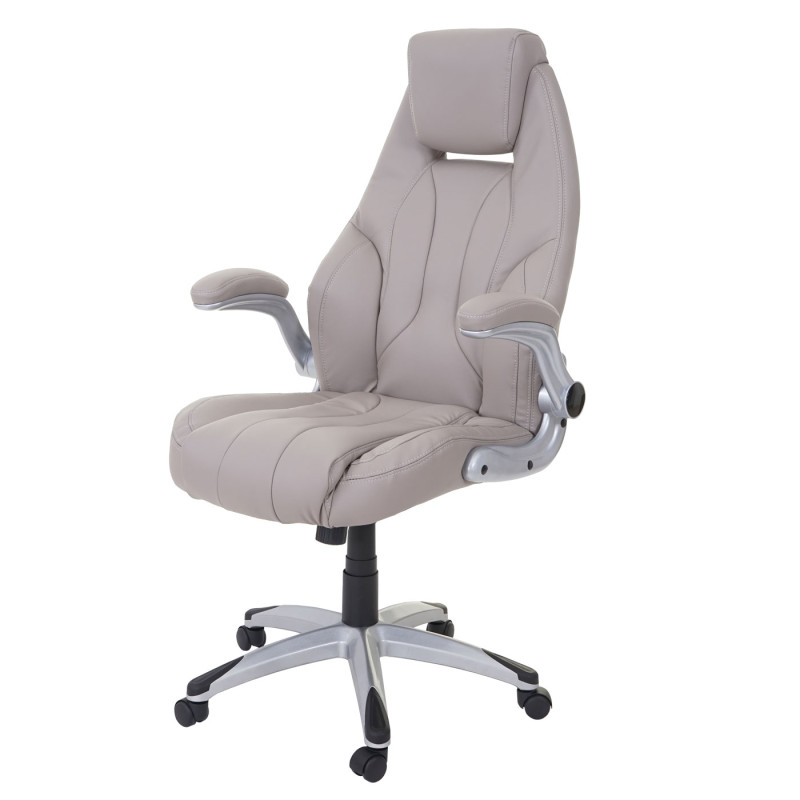 Chaise fauteuil de bureau chaise pivotante, similicuir - taupe