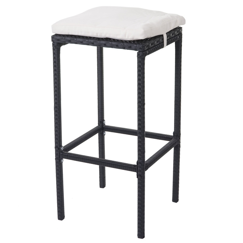 2x tabouret de bar en polyrotin chaise de comptoir anthracite - coussin crème