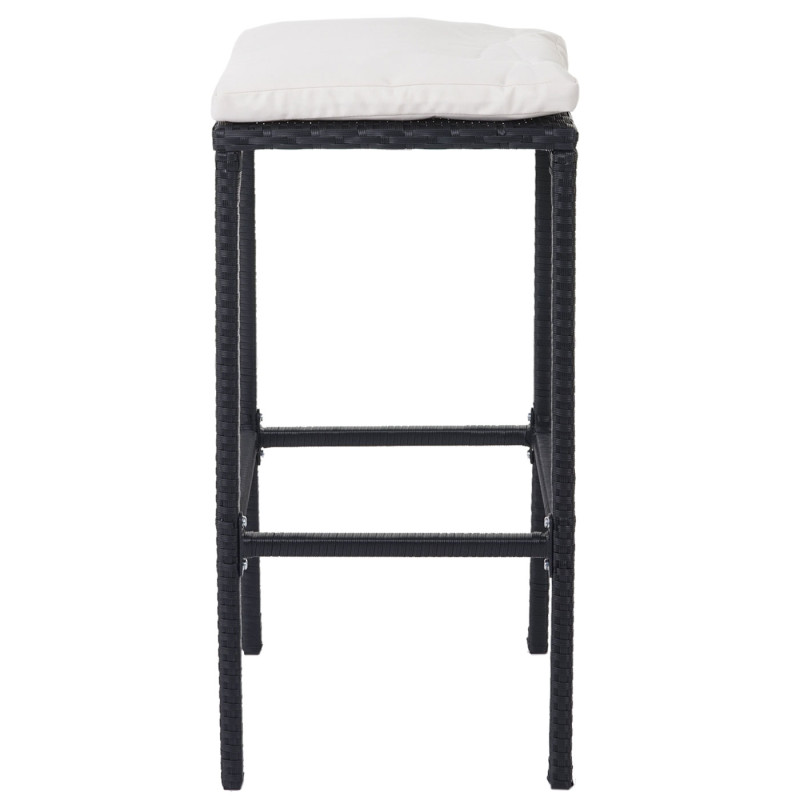 2x tabouret de bar en polyrotin chaise de comptoir anthracite - coussin crème