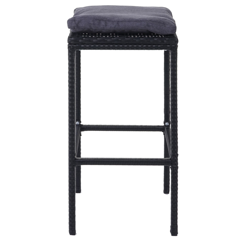 2x tabouret de bar en polyrotin chaise de comptoir anthracite - coussin anthracite