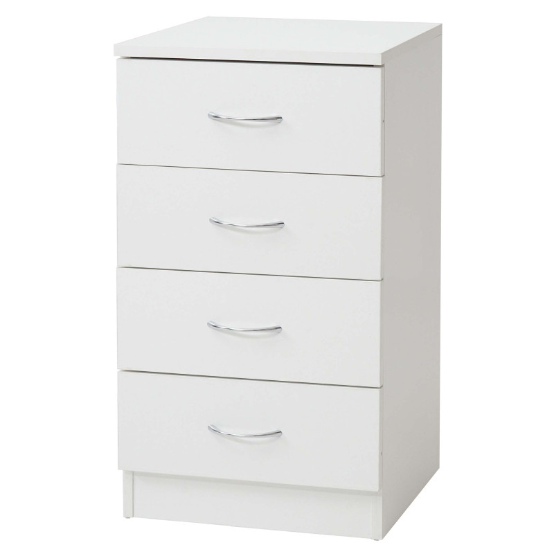 Commode Aarhus, table de chevet, 4 tiroirs 71x40x35cm - blanc