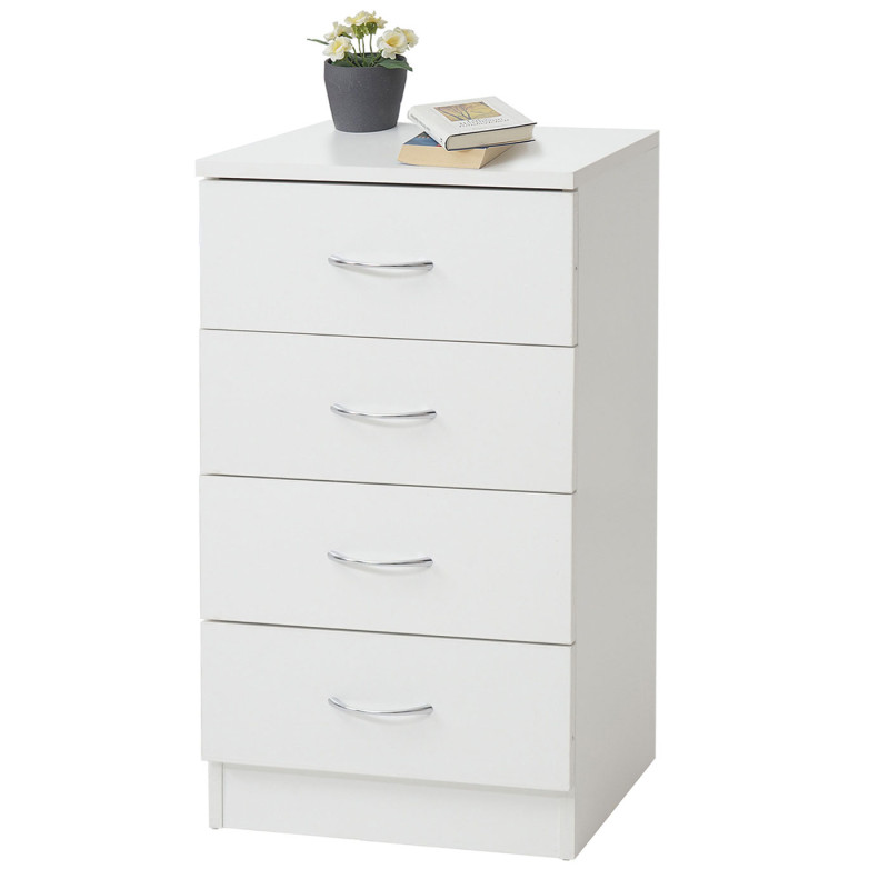 Commode Aarhus, table de chevet, 4 tiroirs 71x40x35cm - blanc