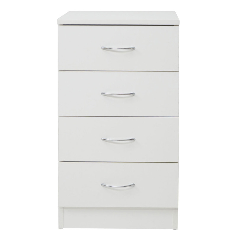 Commode Aarhus, table de chevet, 4 tiroirs 71x40x35cm - blanc