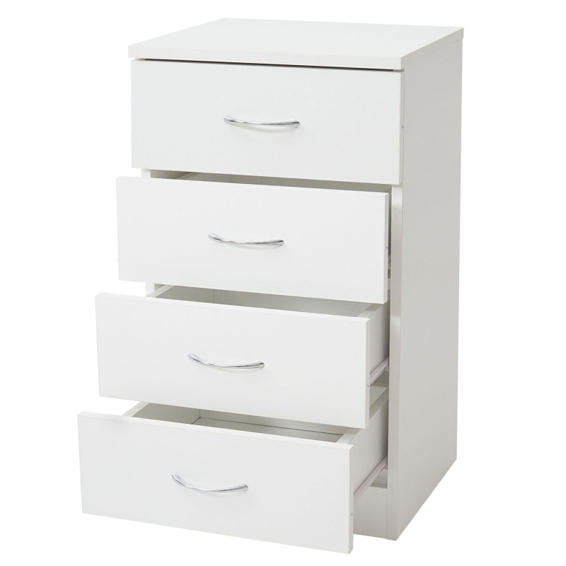 Commode Aarhus, table de chevet, 4 tiroirs 71x40x35cm - blanc