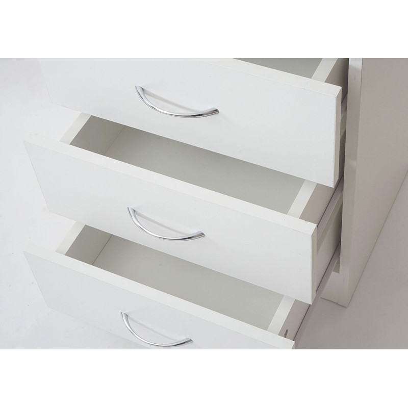 Commode Aarhus, table de chevet, 4 tiroirs 71x40x35cm - blanc