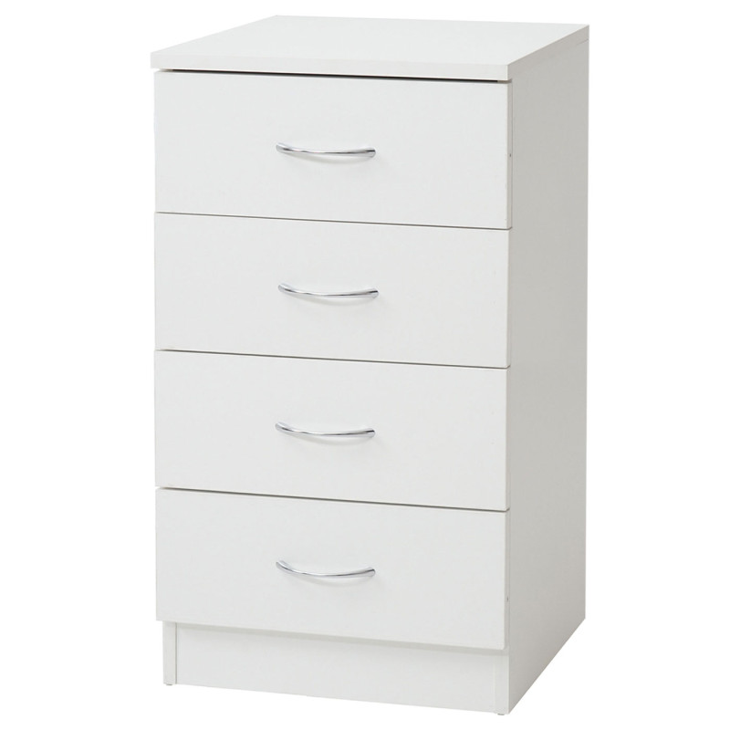 Commode Aarhus, table de chevet, 4 tiroirs 71x40x35cm - blanc