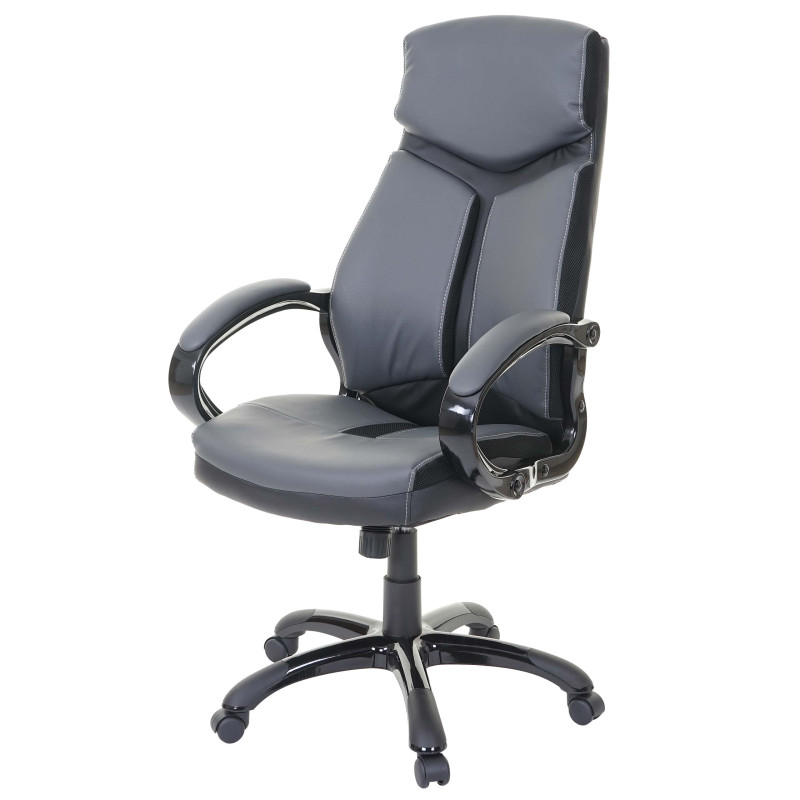 Chaise fauteuil de bureau chaise pivotante, similicuir - noir/gris