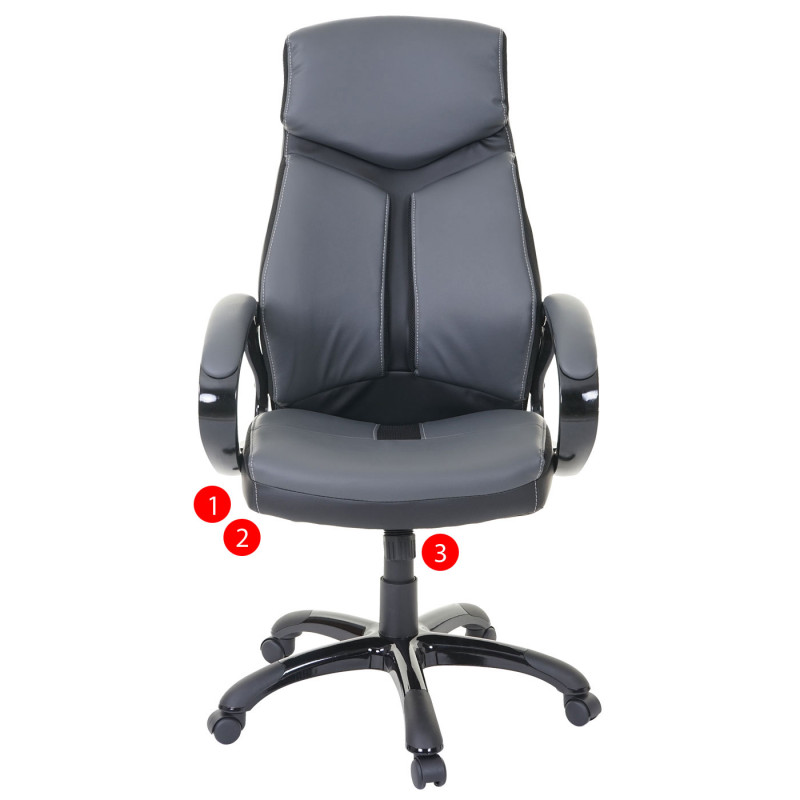 Chaise fauteuil de bureau chaise pivotante, similicuir - noir/gris