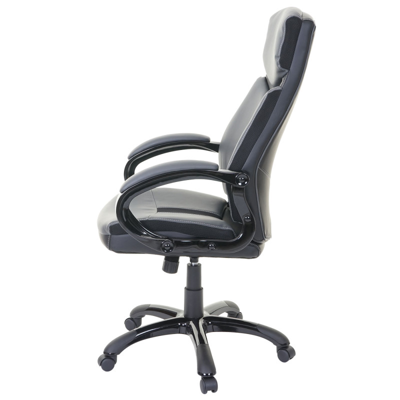 Chaise fauteuil de bureau chaise pivotante, similicuir - noir/gris