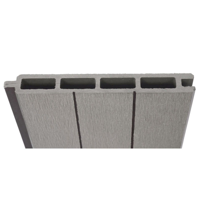 WPC pare-vue Sarthe, abat-vent, poteau en aluminium - lot de 2 oblique - 2,82m gris