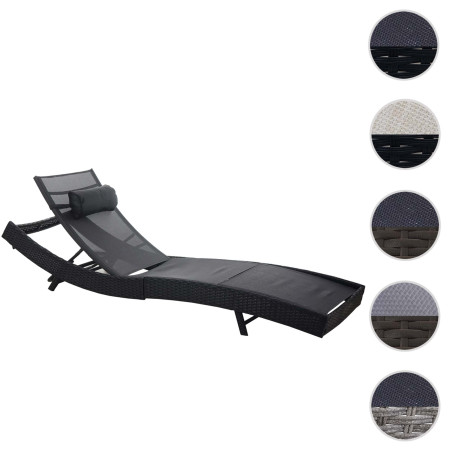 Chaise longue Savannah, polyrotin, bain de soleil - marron chiné, enveloppe noir