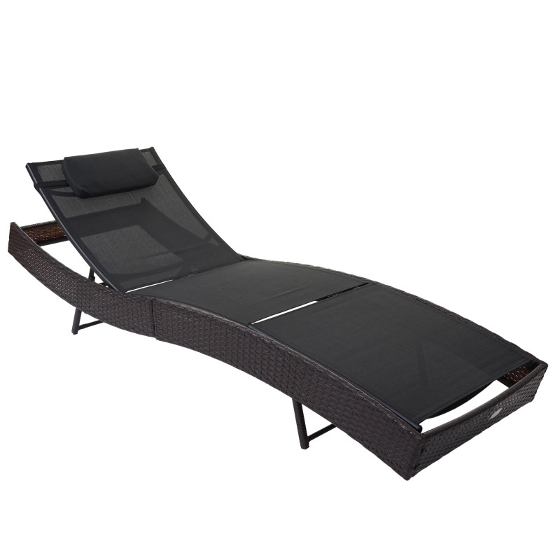 Chaise longue Savannah, polyrotin, bain de soleil - marron chiné, enveloppe noir