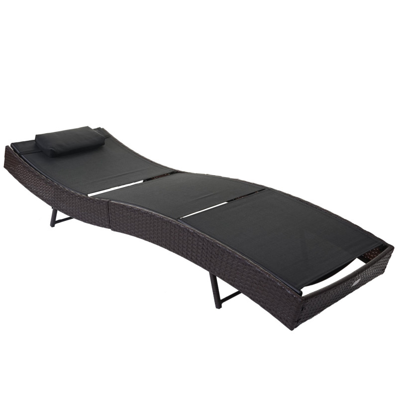 Chaise longue Savannah, polyrotin, bain de soleil - marron chiné, enveloppe noir