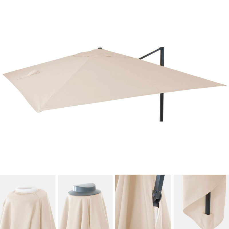 Toile de rechange pour parasol déporté de luxe 3x3m - crème