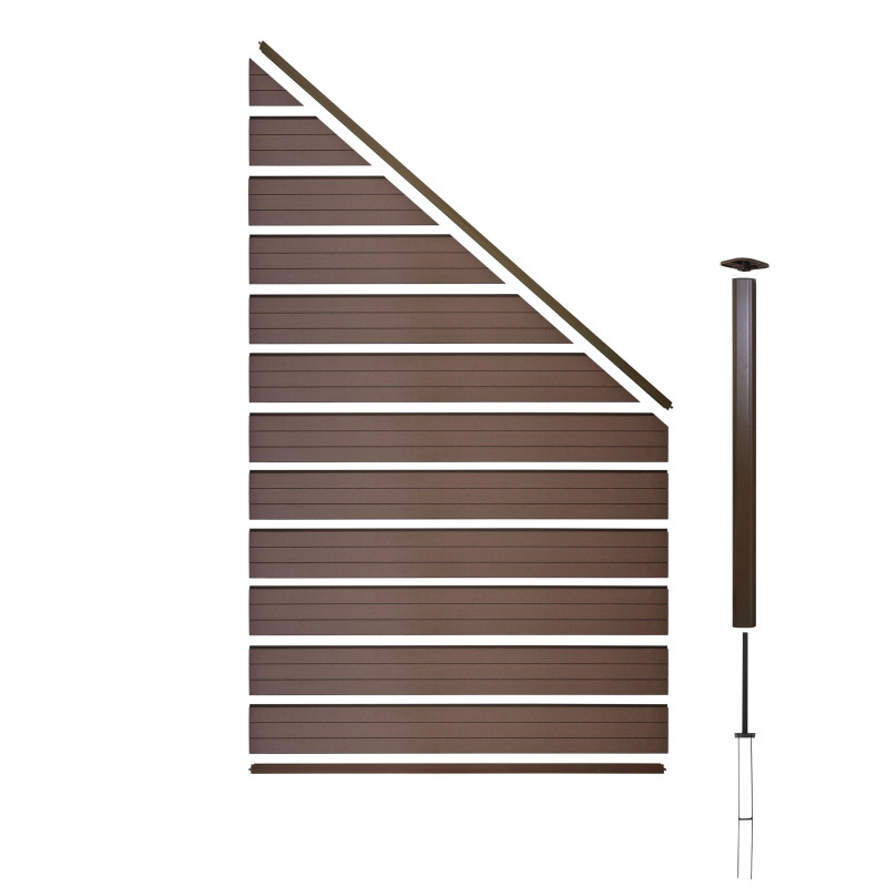 WPC pare-vue Sarthe, abat-vent, poteau en aluminium - élément d'élargissement oblique, 0,95m marron