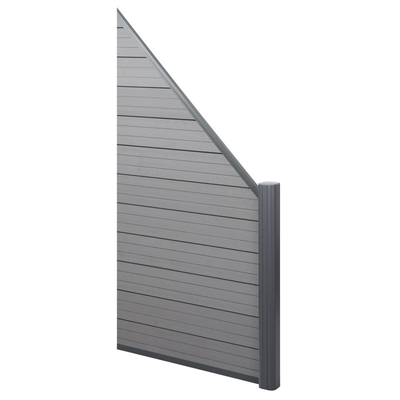 WPC pare-vue Sarthe, abat-vent, poteau en aluminium - élément d'élargissement oblique, 0,95m gris