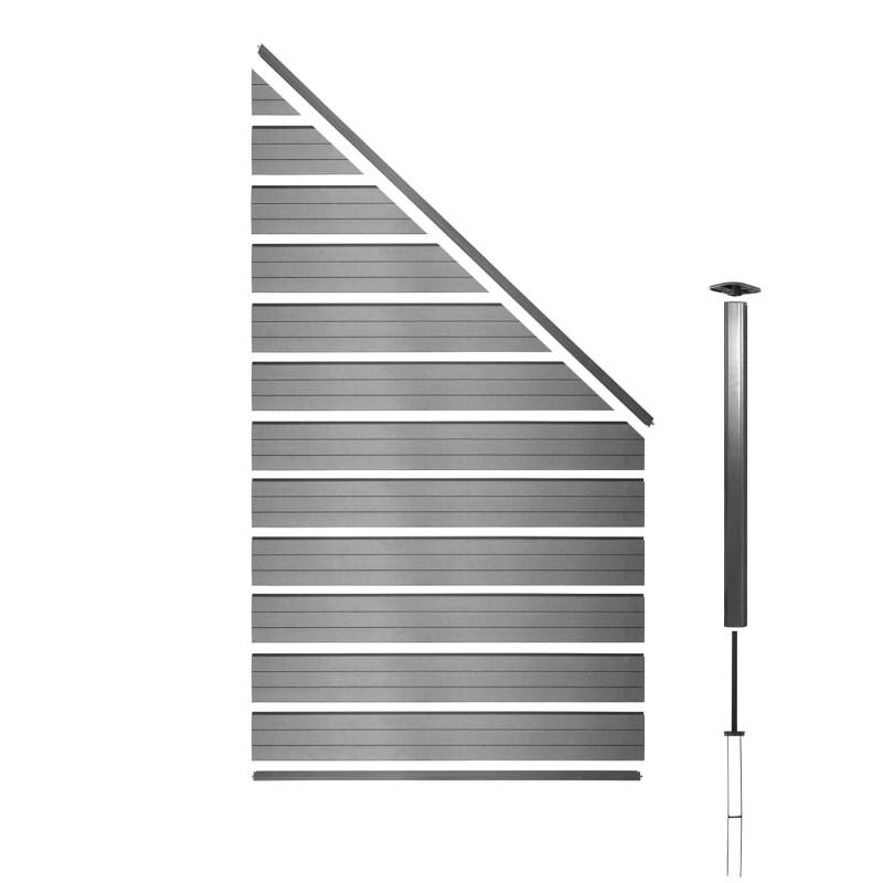 WPC pare-vue Sarthe, abat-vent, poteau en aluminium - élément d'élargissement oblique, 0,95m gris