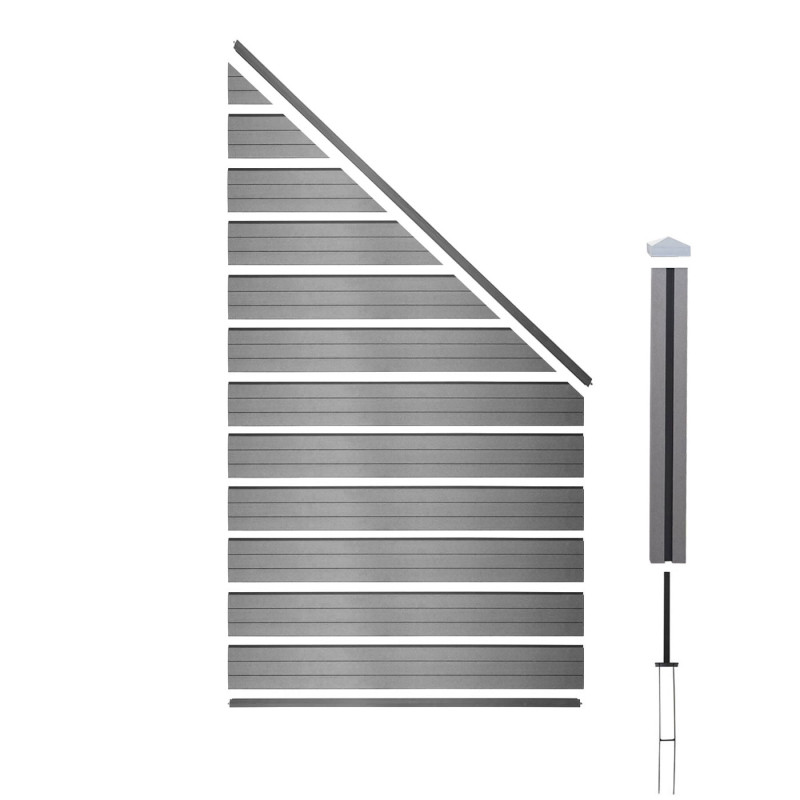 WPC pare-vue Sarthe, abat-vent, poteau en WPC - élément d'élargissement oblique, 0,98m gris