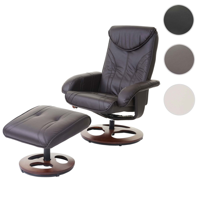 Fauteuil de relaxation fauteuil de télévision avec tabouret, similicuir - crème