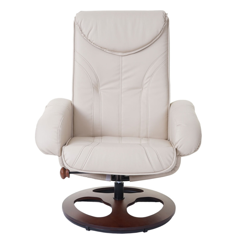 Fauteuil de relaxation fauteuil de télévision avec tabouret, similicuir - crème