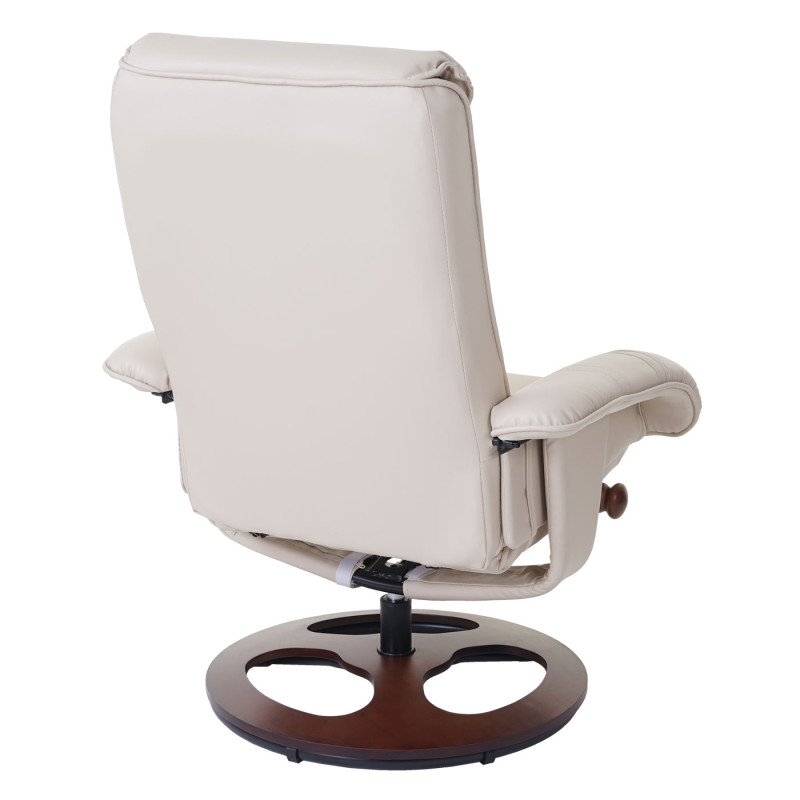 Fauteuil de relaxation fauteuil de télévision avec tabouret, similicuir - crème