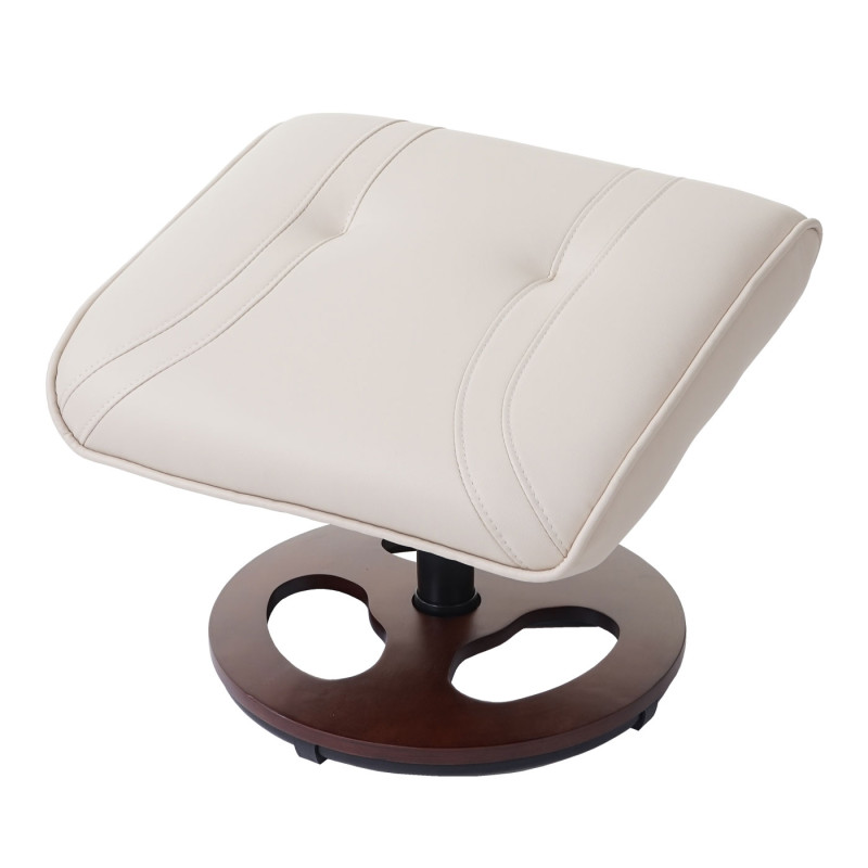 Fauteuil de relaxation fauteuil de télévision avec tabouret, similicuir - crème