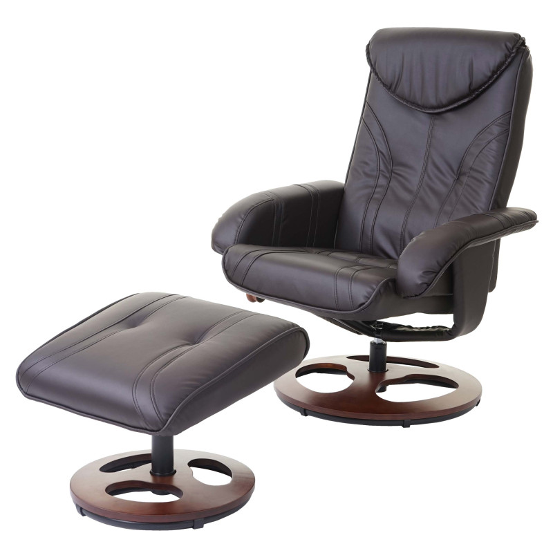 Fauteuil de relaxation fauteuil de télévision avec tabouret, similicuir - marron