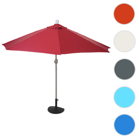 Parasol demi-rond Parla, demi-parasol de balcon, UV 50+ polyester/acier 3kg - 300cm bordeaux avec support