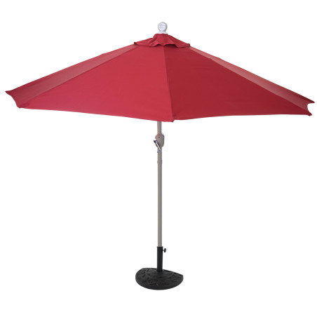 Parasol demi-rond Parla, demi-parasol de balcon, UV 50+ polyester/acier 3kg - 270cm bordeaux avec support